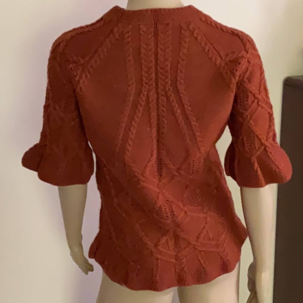 Moda International; Rust Cable Knit Women's Sweater wool blend - Picture 3 of 9